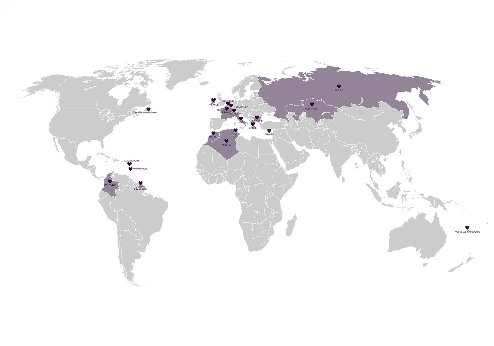 Carte du réseau mondial de Boutiques Sergent Major